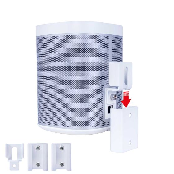 Widok z boku Vebos portable uchwyt scienny do Sonos Play 1 w kolorze bialym