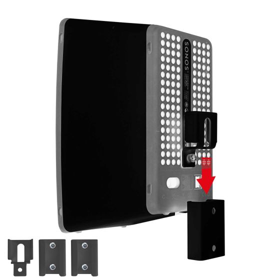 Widok z boku Vebos portable uchwyt scienny do Sonos Play 3 w kolorze czarnym